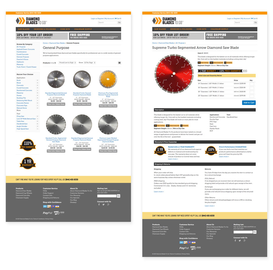 Diamond Blades To Go Web Pages